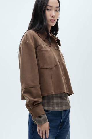 Veste cuir synthétique poches - Marron clair