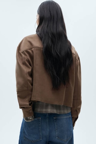 Veste cuir synthétique poches - Marron clair