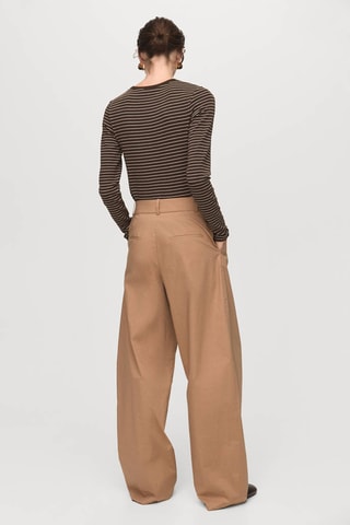 T-shirt rayé manches longues - Marron