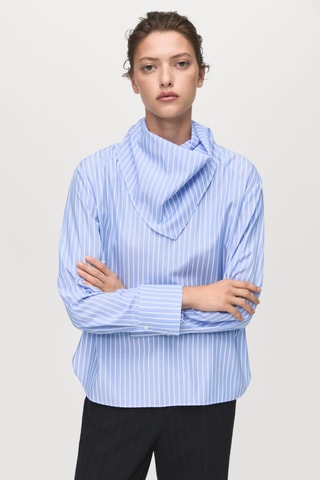 Blouse à rayures style foulard - Ciel
