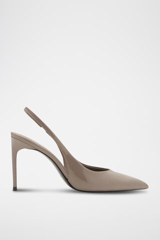 Chaussures à talon en cuir vernis - Gris clair