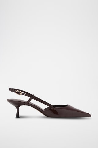 Chaussures vernies talon kitten heel - Marron