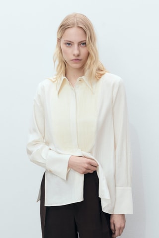 Chemise fluide empiècement contrastant - Écru