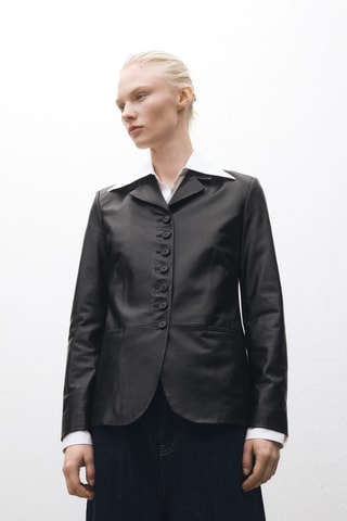 Blazer cuir boutons - Noir