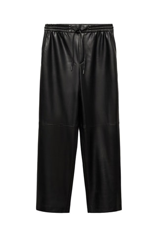 Pantalon taille élastique similicuir - Noir