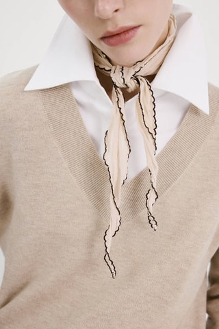 Pull-over maille col en V - Gris clair