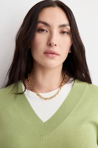 Pull-over maille col en V - Vert