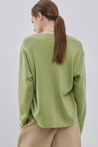 Pull-over maille col en V - Vert