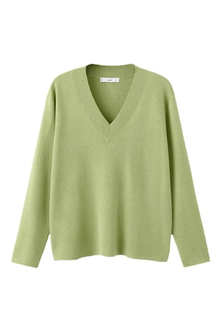Pull-over maille col en V - Vert
