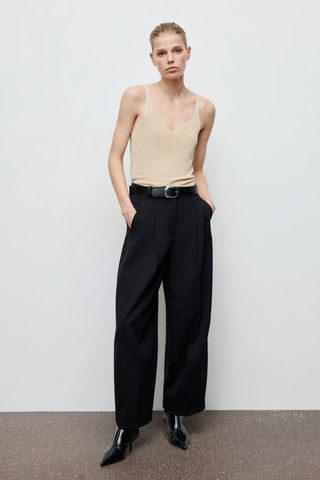 Top maille Lurex col en V - Doré
