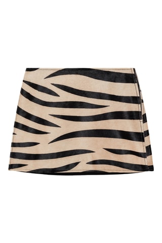 Jupe cuir imitation fourrure zébrée - Noir