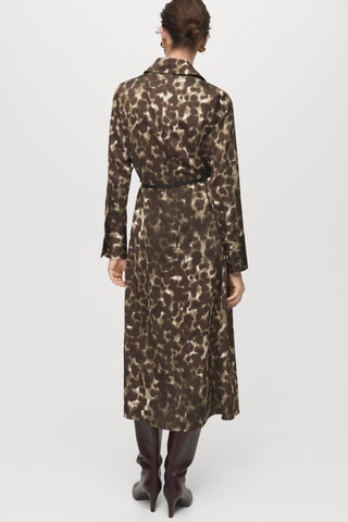 Robe chemisier imprimée avec ceinture - Kaki