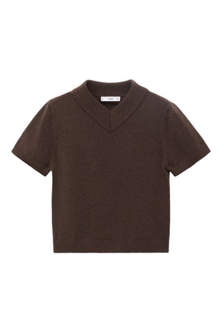 Pull-over maille col en V - Marron