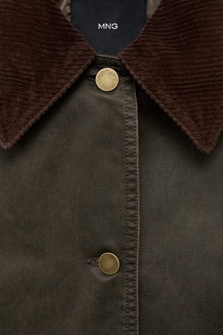 Parka en jean avec col en velours côtelé - Kaki