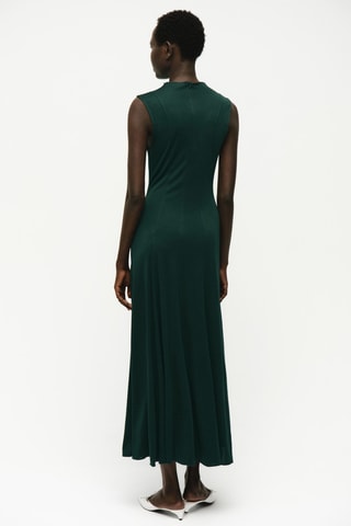 Robe à godets et col cheminée - Vert foncé