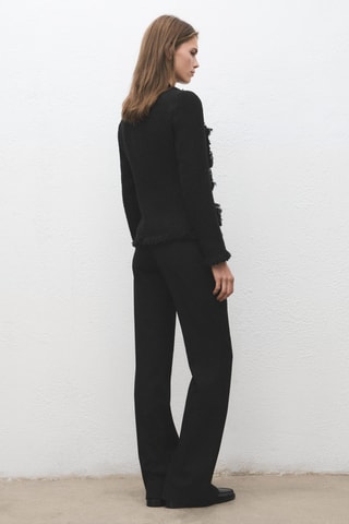 Veste tweed bords effilochés - Noir