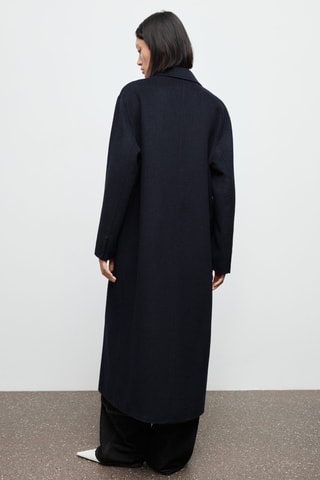 Manteau long en laine - Bleu marine