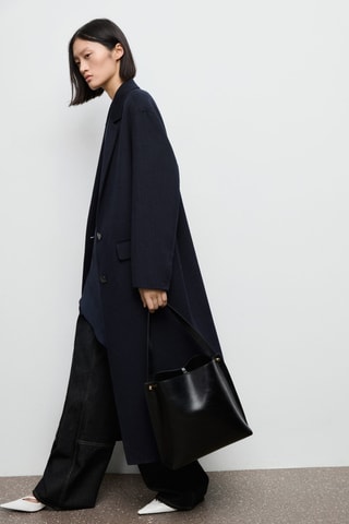 Manteau long en laine - Bleu marine