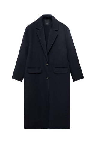 Manteau long en laine - Bleu marine