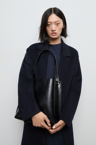 Manteau long en laine - Bleu marine