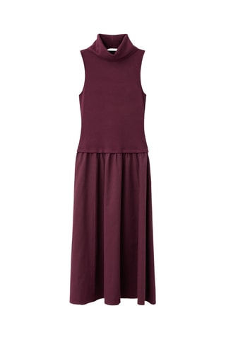 Robe combinée à col cheminée - Bordeaux