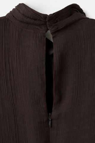 Robe froncée manches bouffantes - Marron