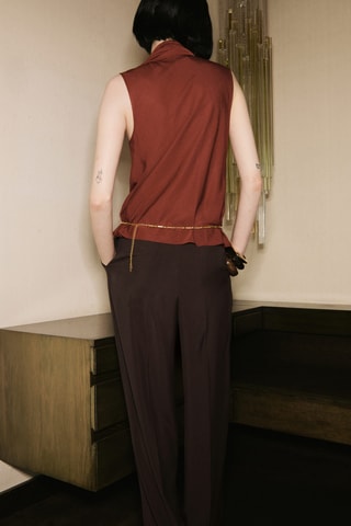 Blouse col foulard - Rouge