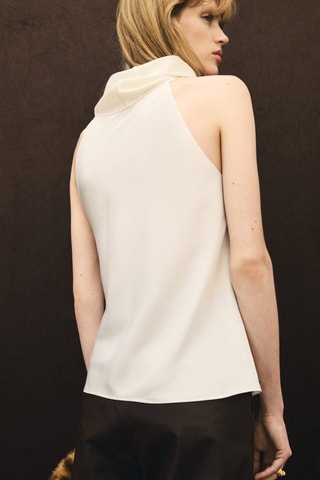 Blouse col drapé - Écru