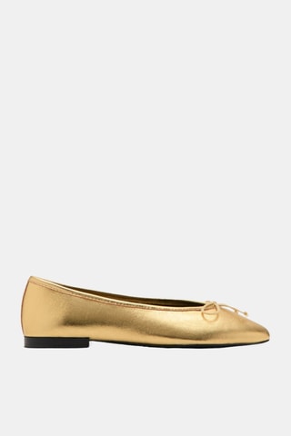 Ballerines cuir nœud - Doré