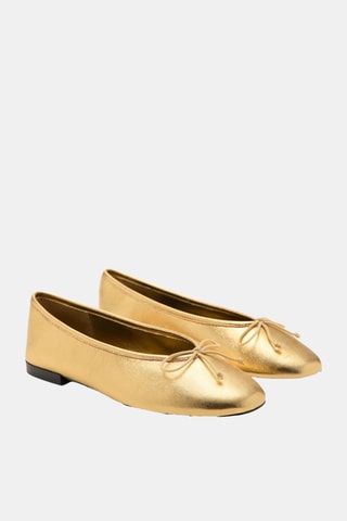 Ballerines cuir nœud - Doré