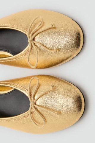 Ballerines cuir nœud - Doré