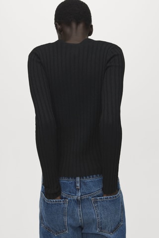 Cardigan maille fine côtelée - Noir