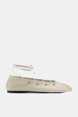 Ballerines cuir lanières croisées - Blanc