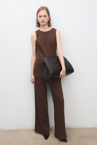 Haut sans manches avec détails de couture - Marron