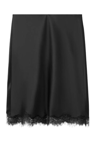 Jupe satinée dentelle - Noir