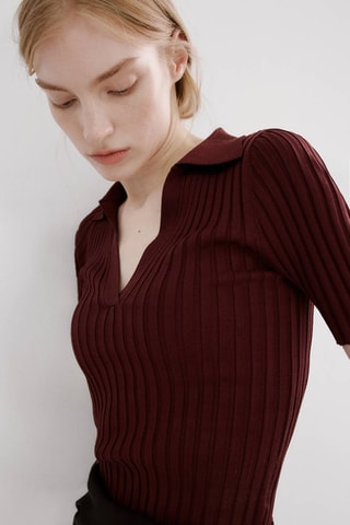 Pull-over maille col en V - Orange