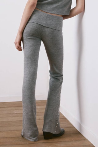Pantalon en maille clouté - Gris chiné