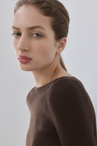 Pull maille col bateau - Marron
