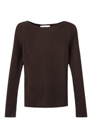 Pull maille col bateau - Marron