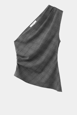 Top asymétrique carreaux - Gris