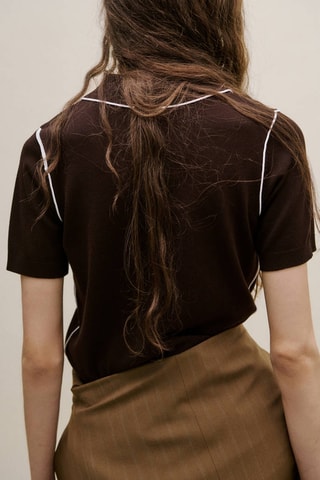 Pull-over à rayures contrastantes - Marron