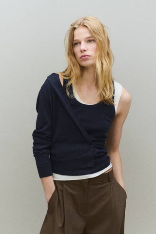 Top en maille en laine mélangée - Bleu marine
