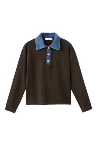 Pull-over col chemise combiné - Marron