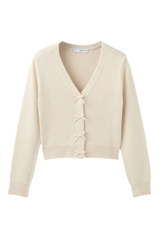 Cardigan maille nœuds - Écru