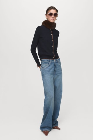 Cardigan fendu sur les poignets - Bleu marine