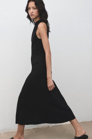 Robe midi coutures - Noir
