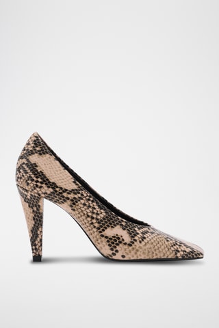 Chaussures talon imprimé animal - Beige