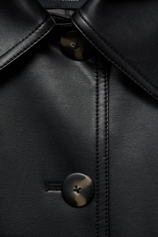 Trench long cuir synthétique ceinture - Noir