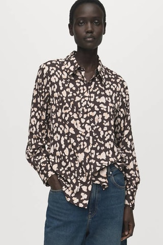 Chemise droite imprimée - Marron
