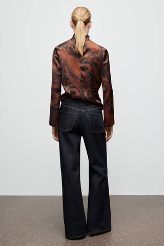 Blouse satinée imprimé cachemire - Orange